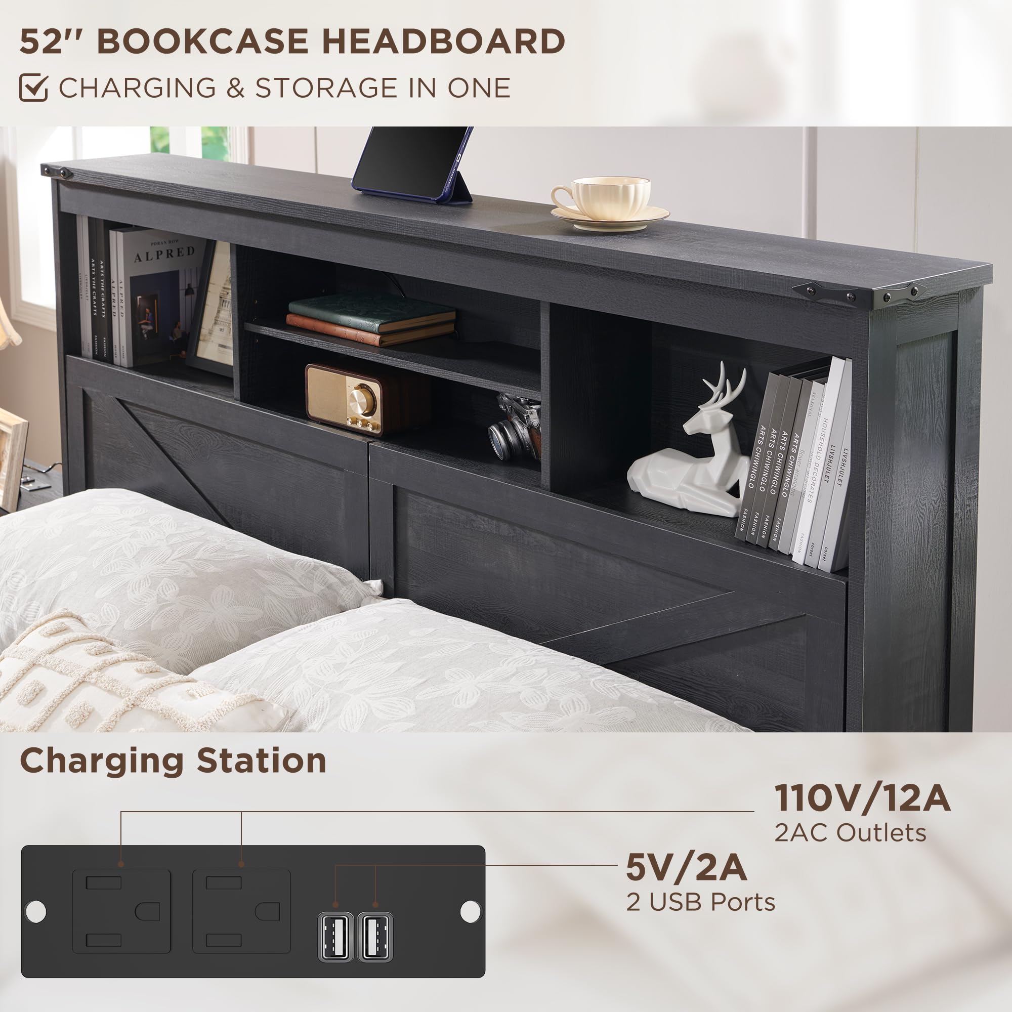 Farmhouse King Size Bed Frame  - King Size Bed Frame With Storage Drawers 评论和价格