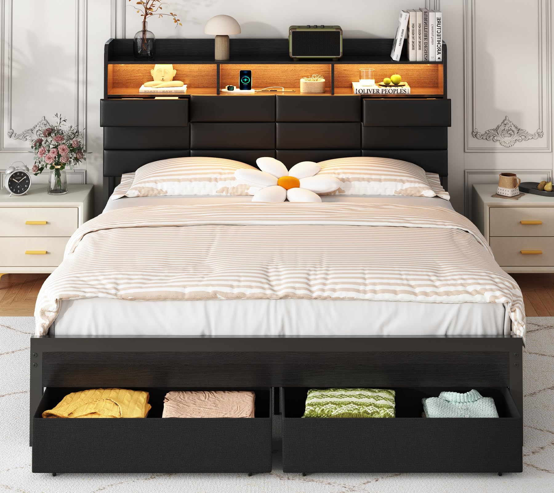 King Size Bed Frame with Stora - King Size Bed Frame With Storage Drawers 评论和价格