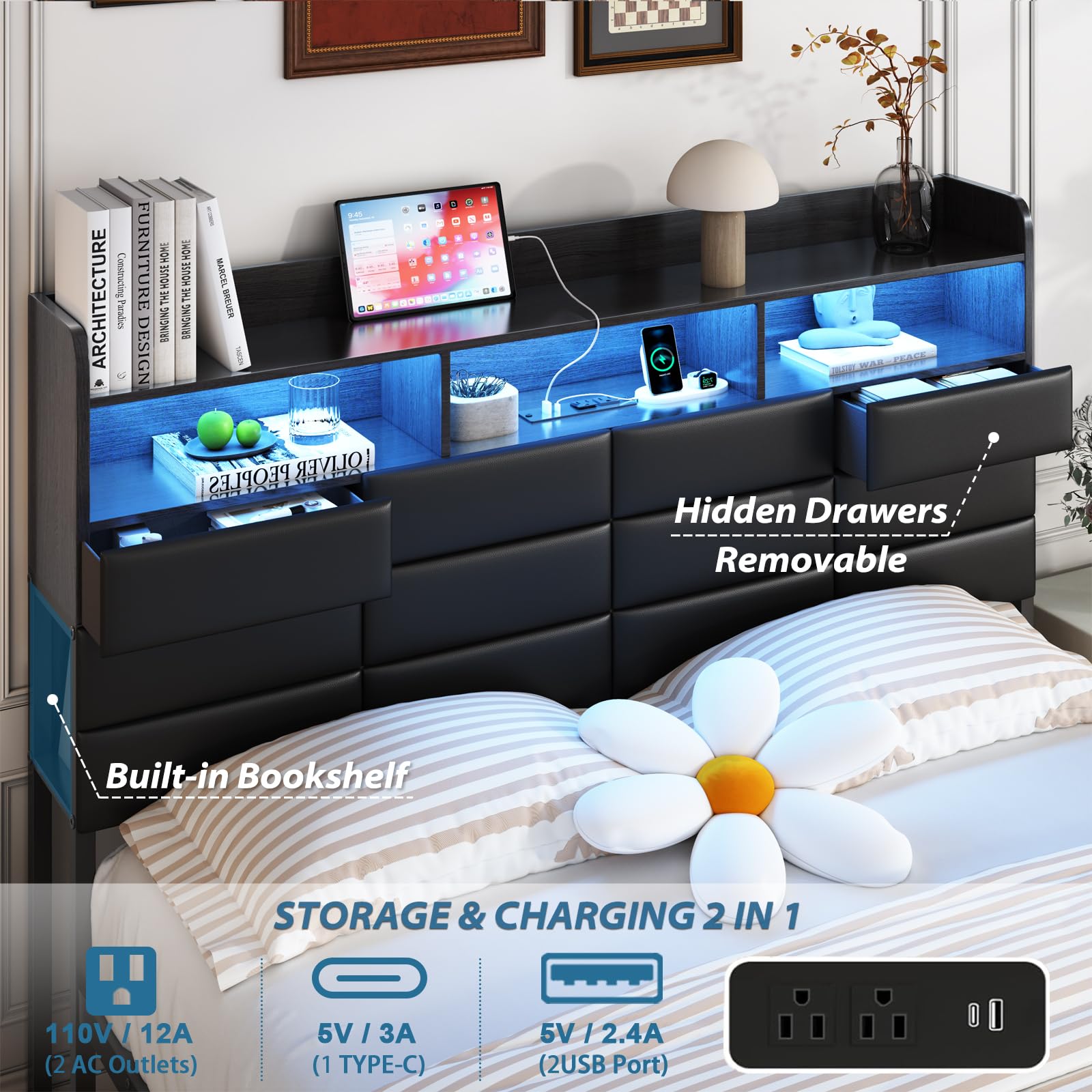 King Size Bed Frame with Stora - King Size Bed Frame With Storage Drawers 评论和价格