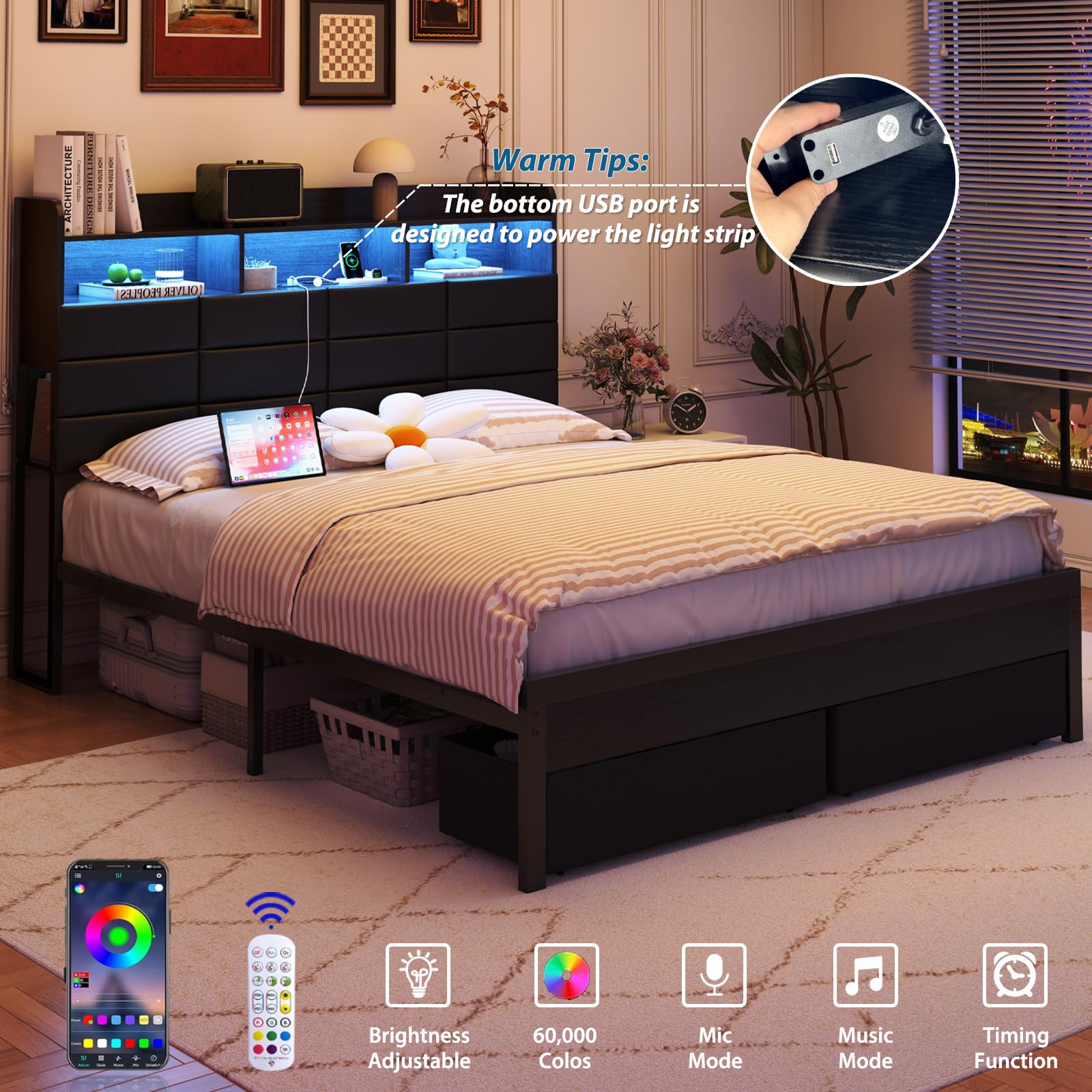 King Size Bed Frame with Stora - King Size Bed Frame With Storage Drawers 评论和价格