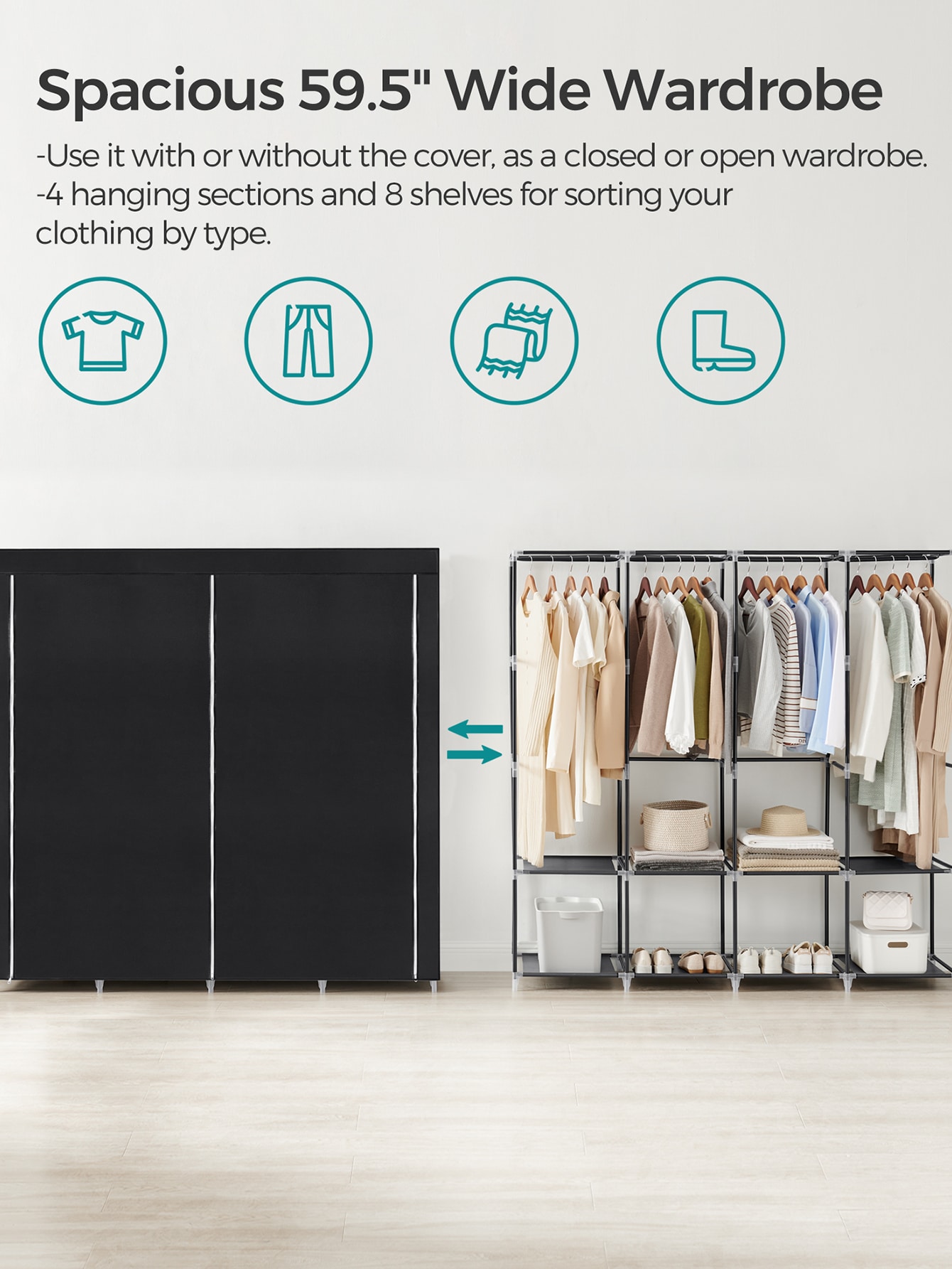Portable Closet, Wardrobe Clos - Wardrobe Closet Portable Fabric Cover 评论和价格