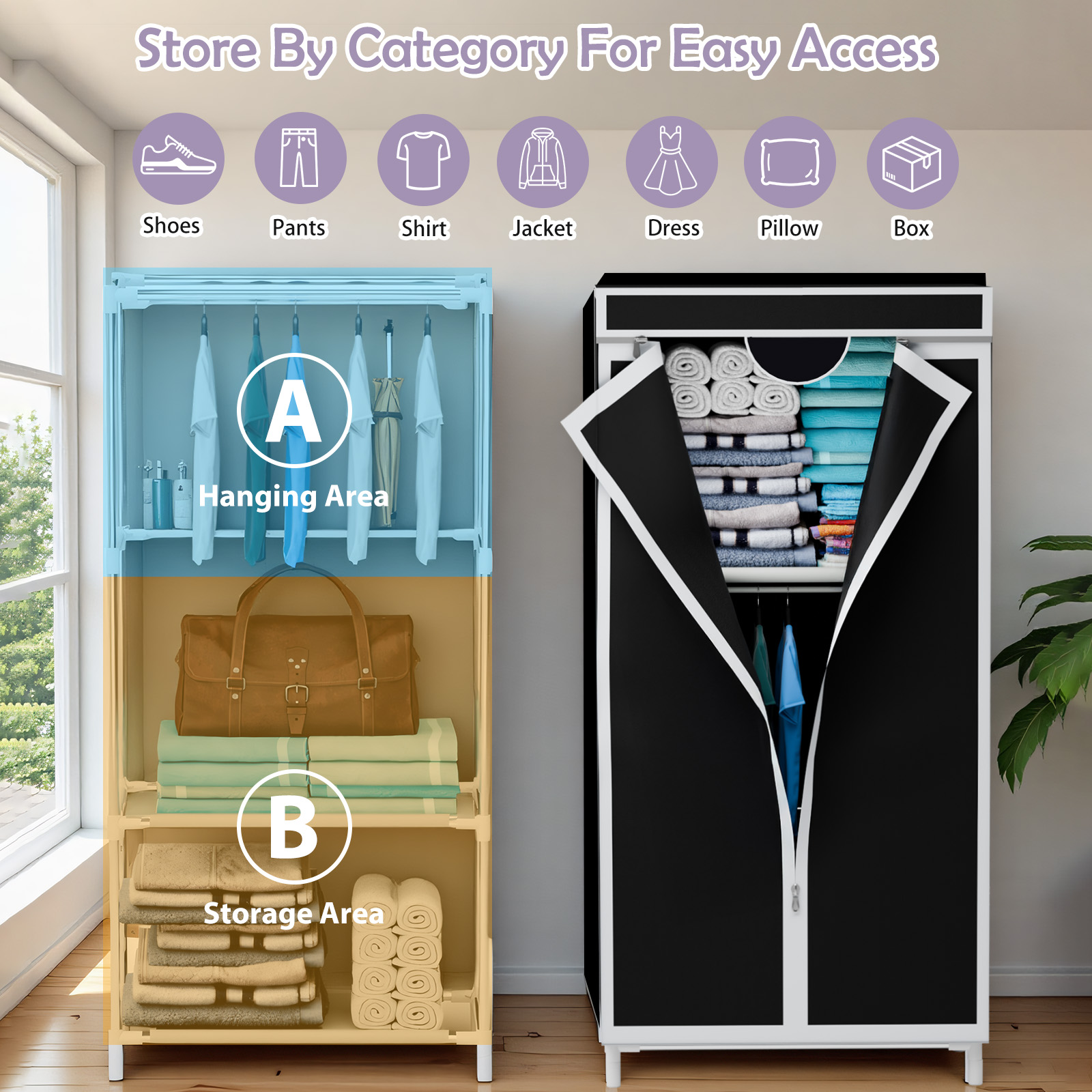 Portable Fabric Wardrobe Close - Wardrobe Closet Portable Fabric Cover 评论和价格