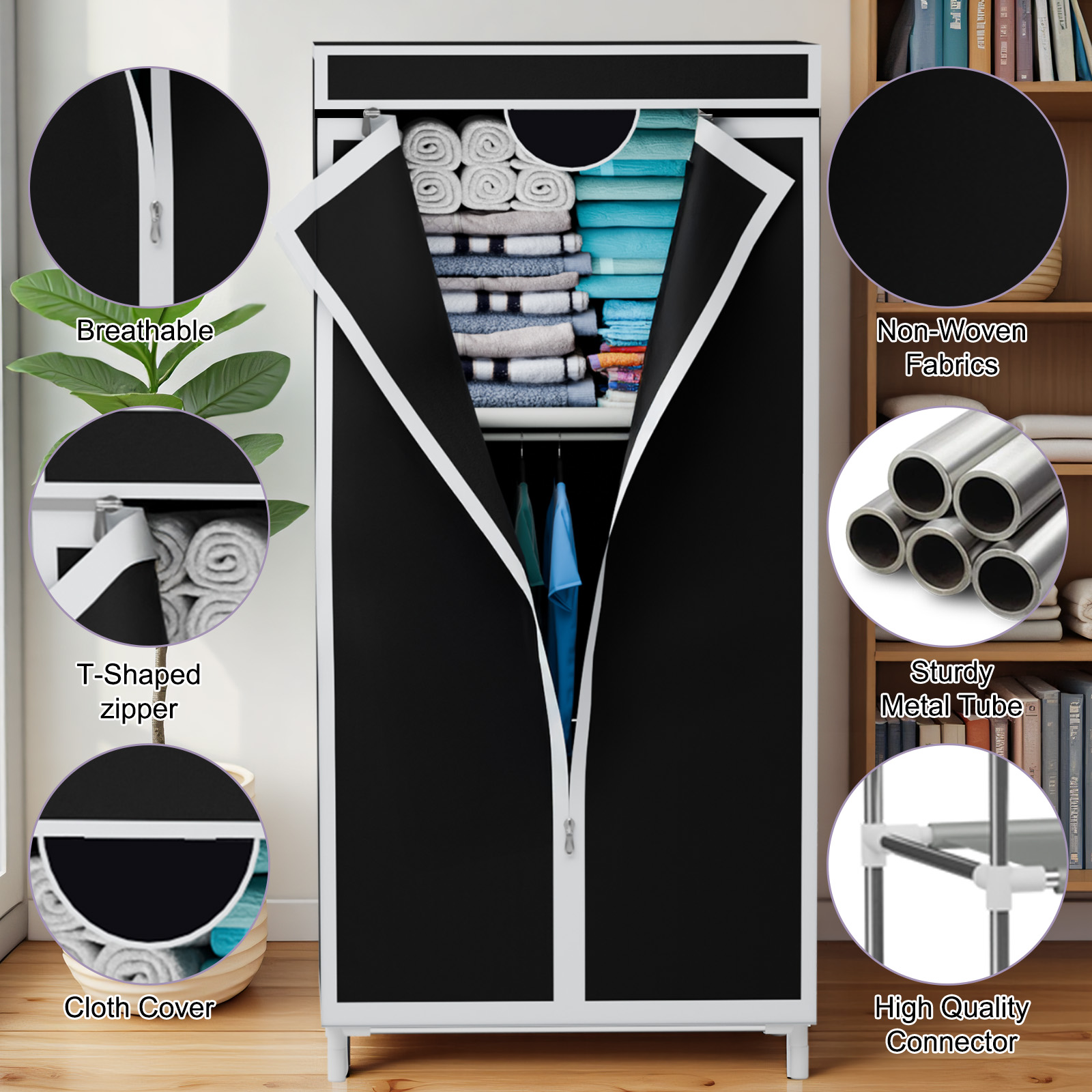 Portable Fabric Wardrobe Close - Wardrobe Closet Portable Fabric Cover 评论和价格