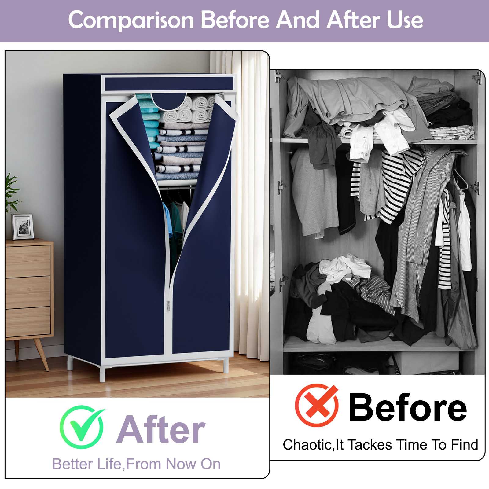 Portable Fabric Wardrobe Close - Wardrobe Closet Portable Fabric Cover 评论和价格
