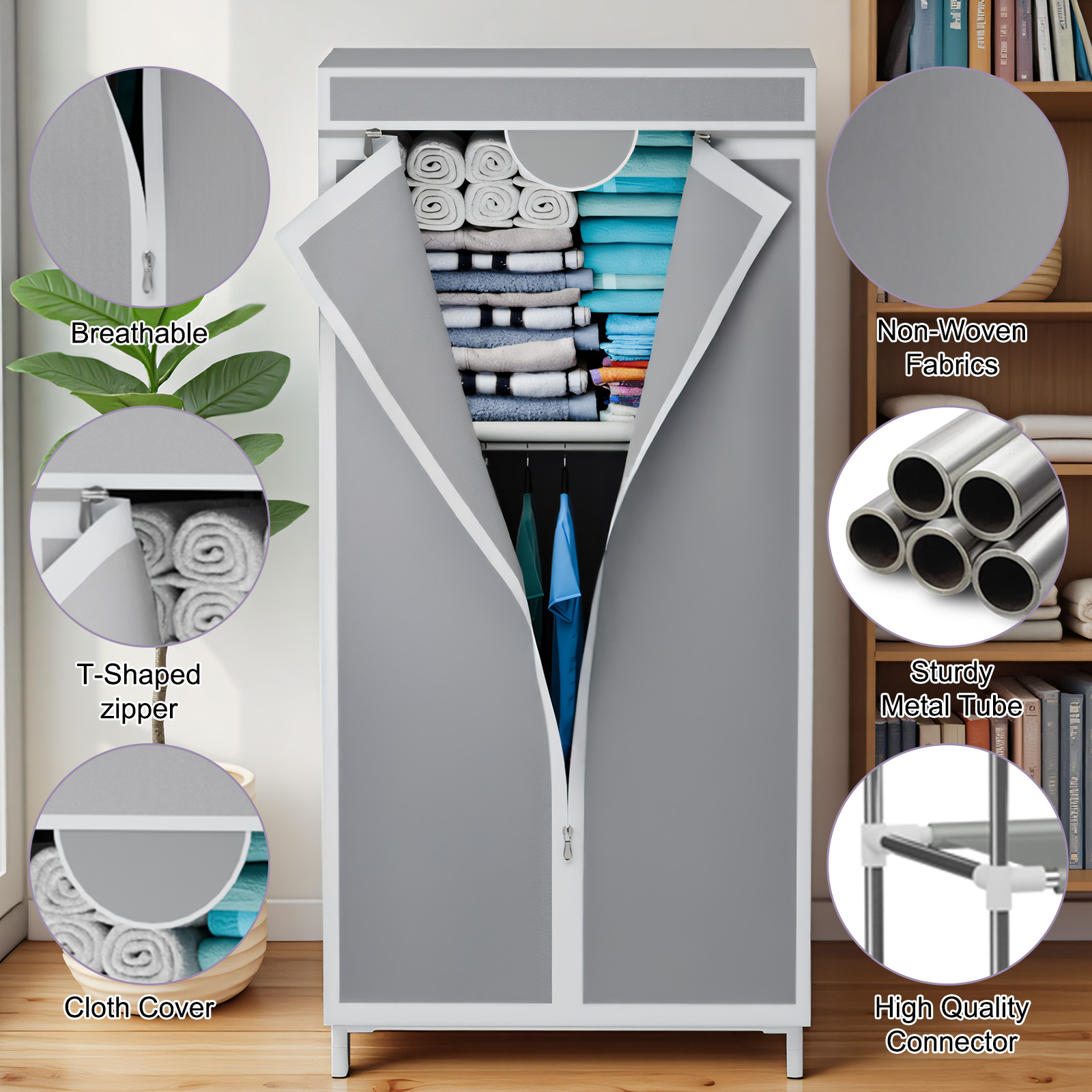 Portable Fabric Wardrobe Close - Wardrobe Closet Portable Fabric Cover 评论和价格
