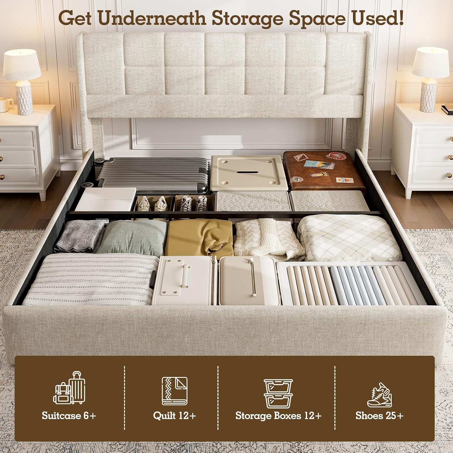 King Bed Frame with Hydraulic  - Gas Lift Storage Bed Hydraulic 评论和价格