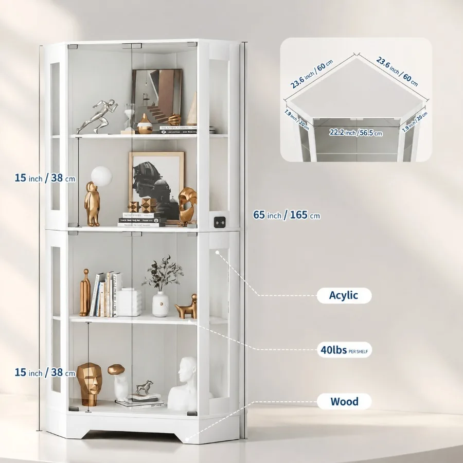 65 White Corner Collectible Cu - Storage 评论和价格