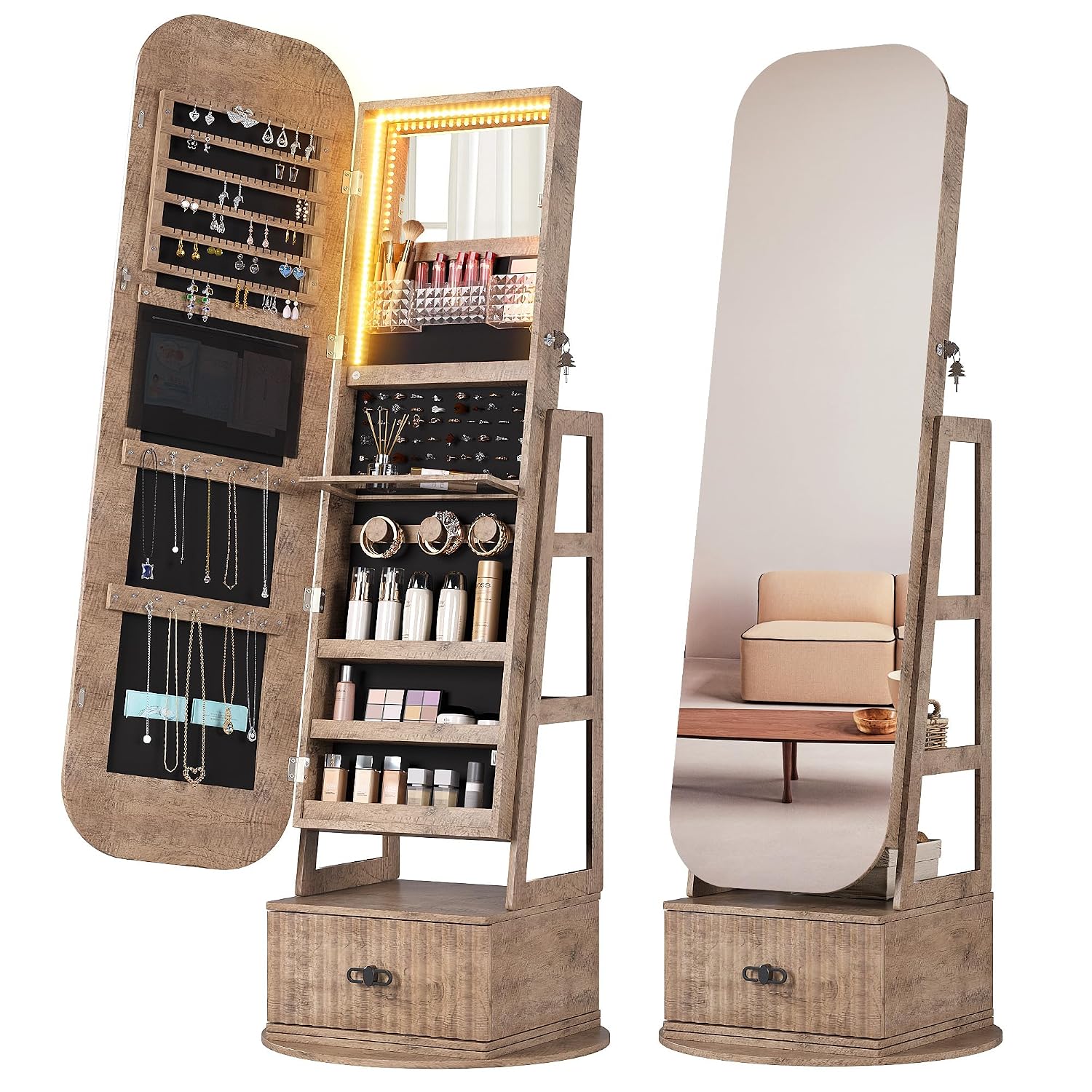 360 Swivel Jewelry Armoire Org - Full Length Mirror Jewelry Armoire 评论和价格