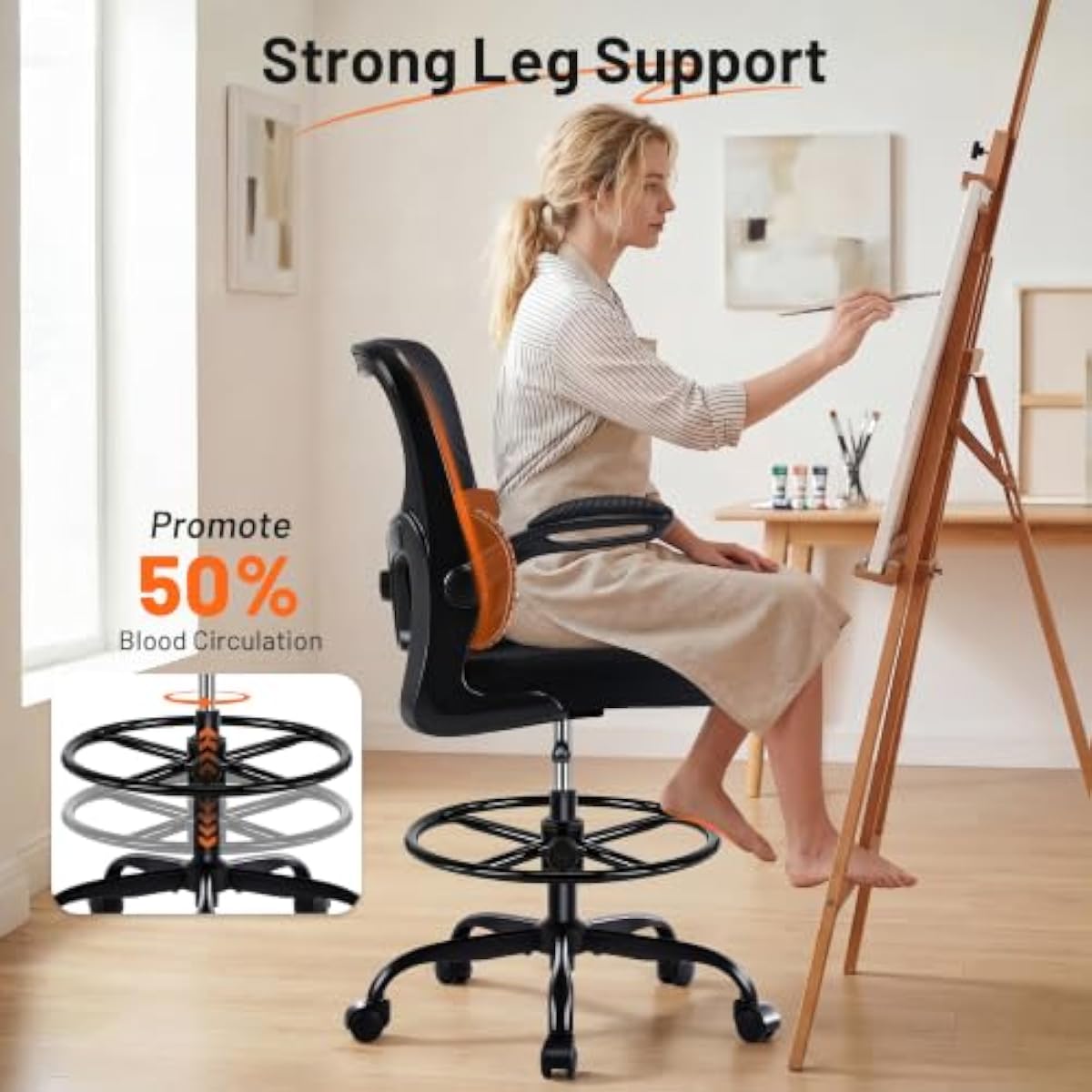 Ergonomic Drafting Chair with  - Chairs 评论和价格