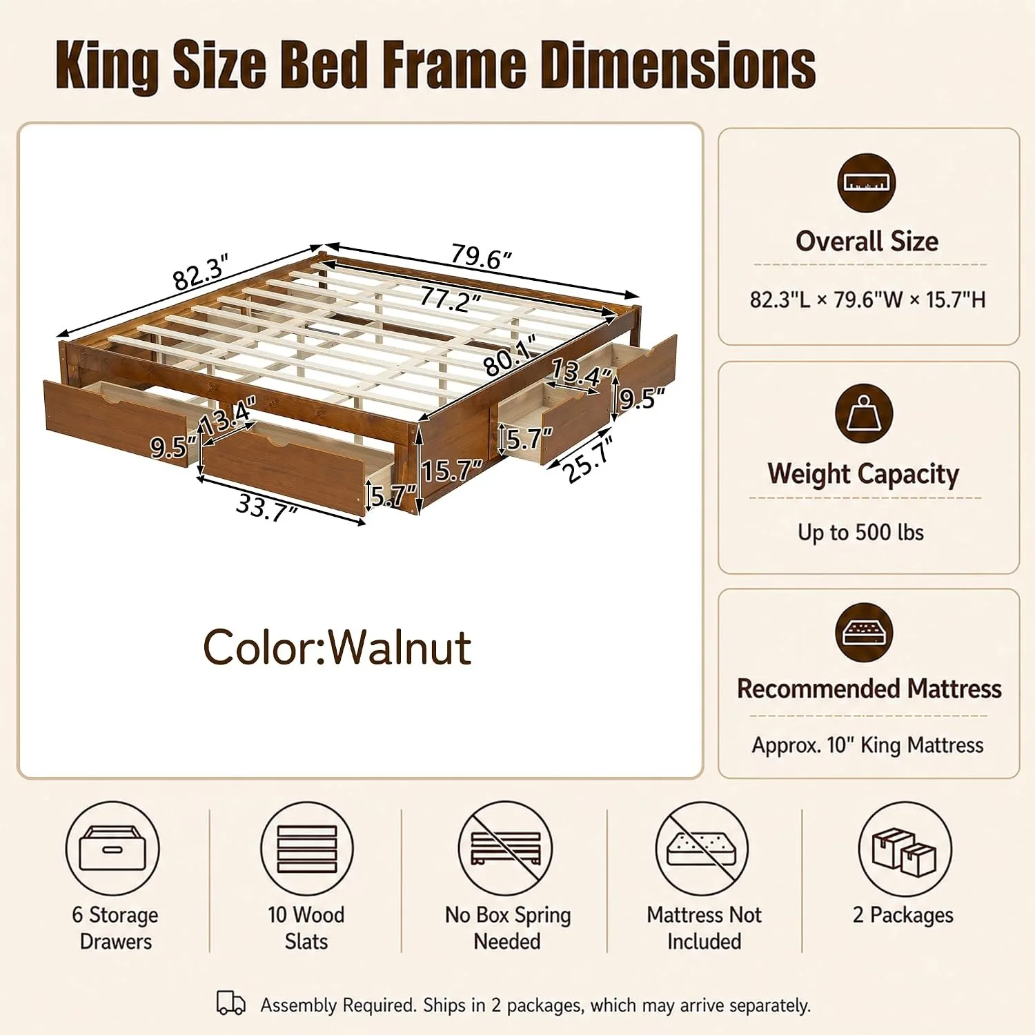 Minimalist Pine Wood Platform  - King Size Bed Frame With Storage Drawers 评论和价格