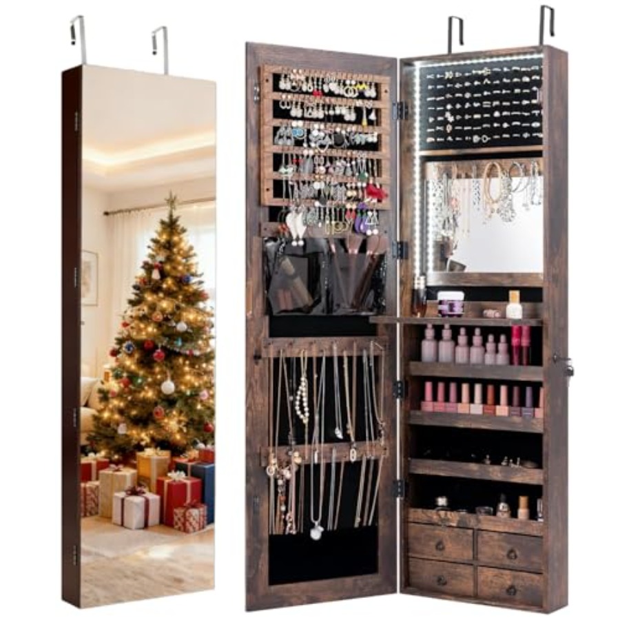 47 LED Jewelry Armoire for bed - Full Length Mirror Jewelry Armoire 评论和价格