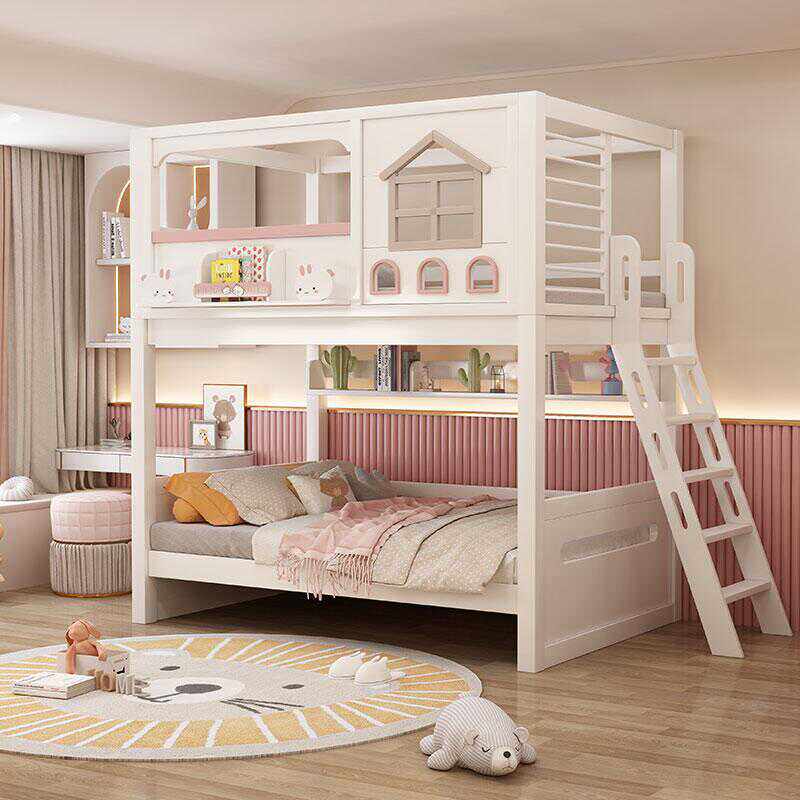 Modern Pink Solid Wood Kids Bu - Bunk Bed With Stairs And Slide 评论和价格