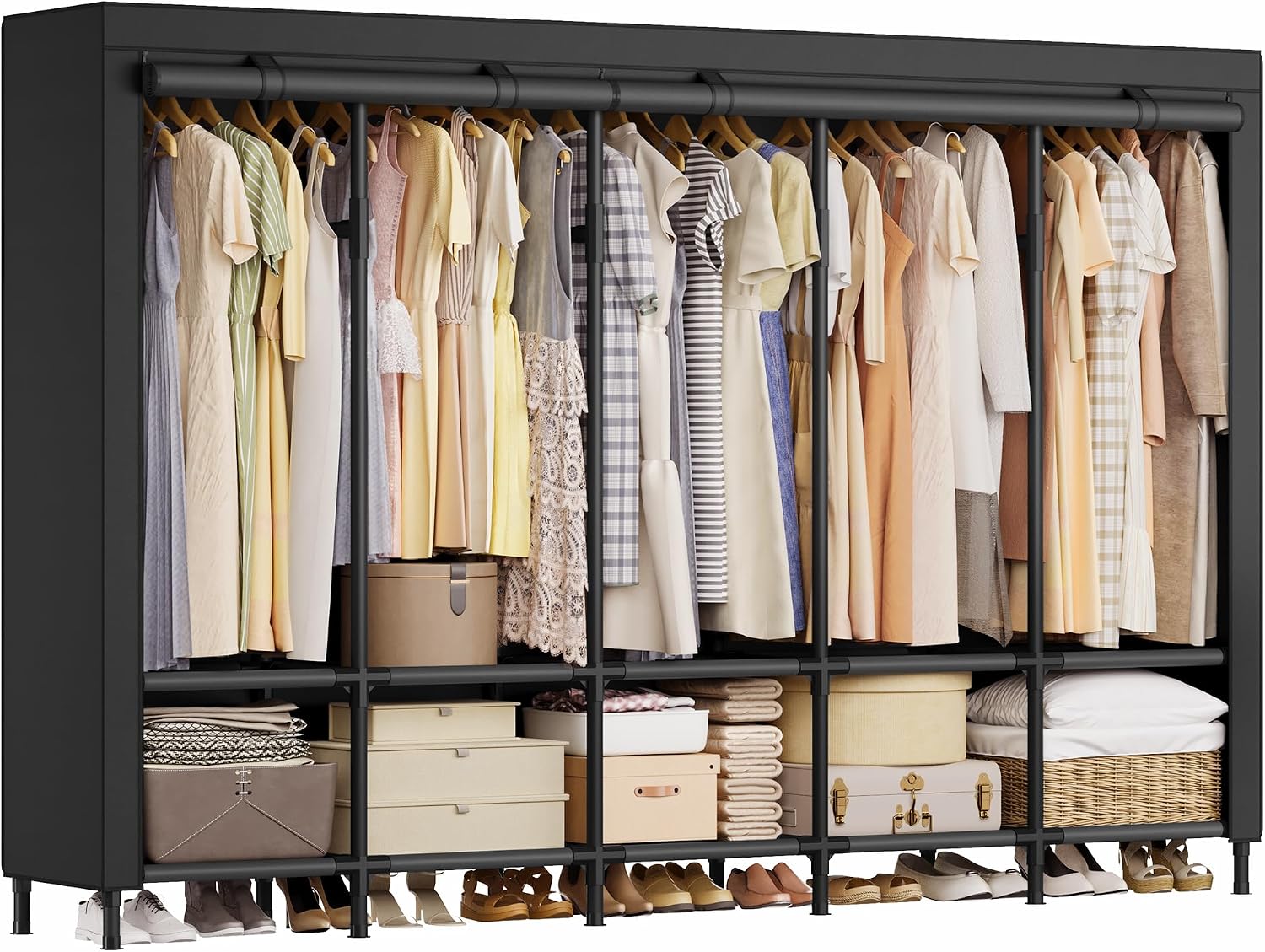 Portable Wardrobe Closet 83.5  - Wardrobe Closet Portable Fabric Cover 评论和价格
