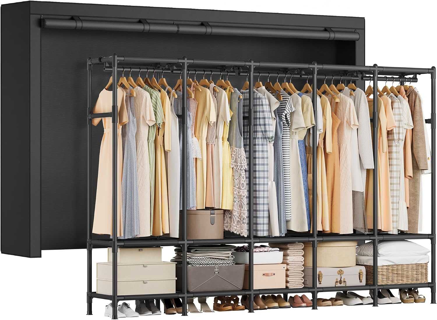 Portable Wardrobe Closet 83.5  - Wardrobe Closet Portable Fabric Cover 评论和价格