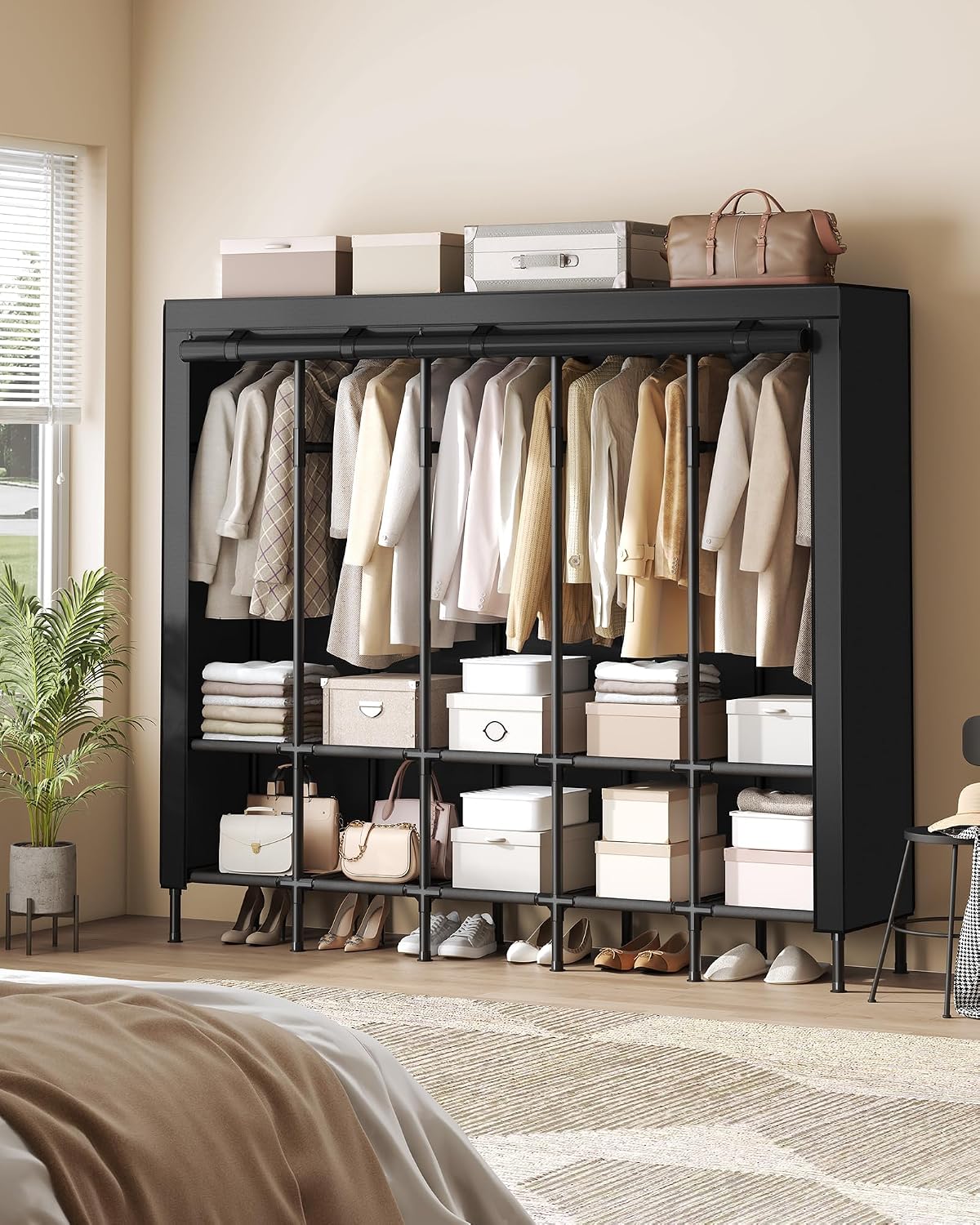 Portable Wardrobe Closet 83.5  - Wardrobe Closet Portable Fabric Cover 评论和价格