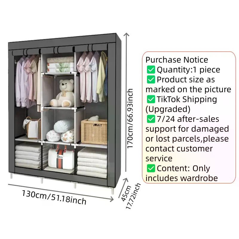 64-in Portable Covered Non-Wov - Wardrobe Closet Portable Fabric Cover 评论和价格